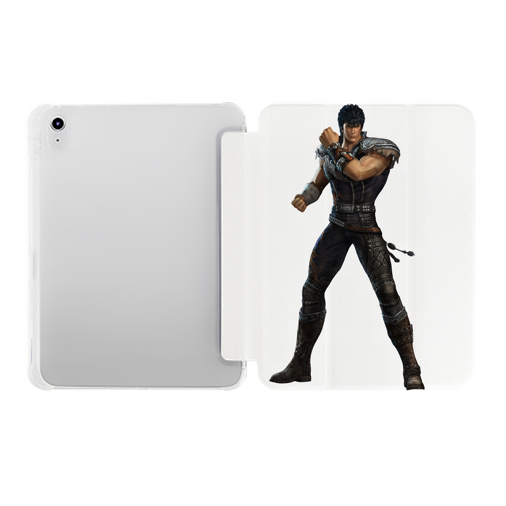 （画像用） 北斗の拳 Fist of the North Star IPad ケース ペン収納付き 三つ折りスタンド PUレザー×シリコン 対応機種9.5/10.5/10.9インチ